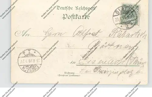 NIEDER-SCHLESIEN - OBERHANNSDORF / JASZKOWA GORNA (Glatz), Lithographie 1899, Gasthäuser, Dorfansicht