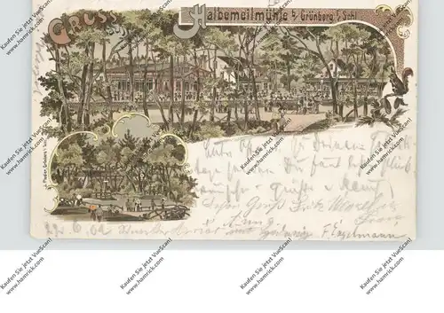 NIEDER-SCHLESIEN - GRÜNBERG / ZIELONA GORA, Lithographie, Halbemeilmühle bei Grünberg, Eichhörnchen