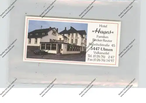 5441 ULMEN, Hotel Hages, Doppelklappkarte und Visitenkarte