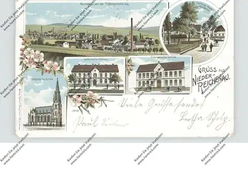 NIEDER-SCHLESIEN - NIEDER-REICHENAU / BOGATYNIA, Lithographie, Filbinenzeche, Schulen, Kirche...