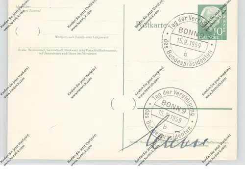 POLITIK - Bundespräsident Heinrich Lübke, Autograph, Tag der Vereidigung 15.09.1959