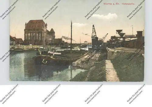 6520 WORMS, Rheinhafen, Frachtschiffe, 20er Jahre