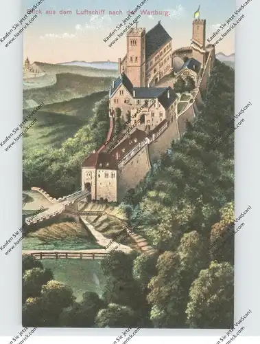 0-5900 EISENACH, Wartburg, Blick aus dem Luftschiff, Künstler-AK