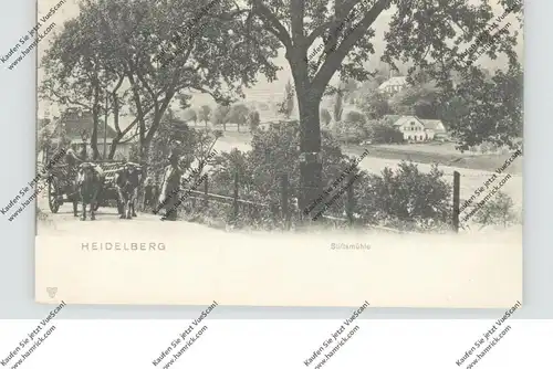 6900 HEIDELBERG, Stiftsmühle, Ochsenfuhrwerk, ca. 1900