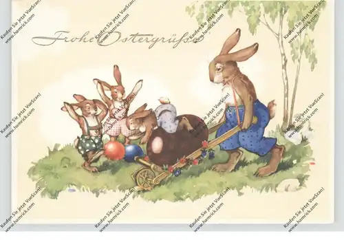 OSTERN - Häsin mit Kindern, Schubkarre, 1941