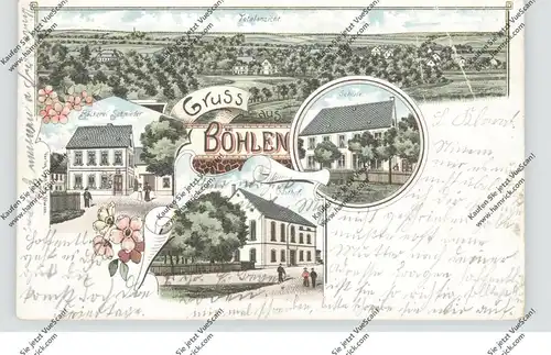 0-6309 GROSSBREITENBACH - BÖHLEN, Lithographie, Gasthaus, Bäckerei, Schule, Gesamtansicht, Knicke