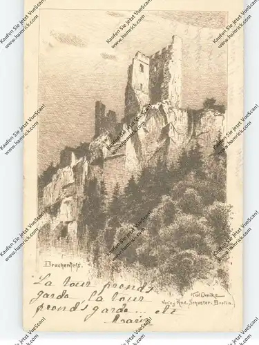 5330 KÖNIGSWINTER, Drachenfels, Künstler-Karte Karl Oenike, 1900