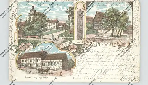 0-5401 HELBEDÜNDORF - GROSSBRÜCHTER, Lithographie, Zentral-Molkerei, Gastwirtschaft Rössel, Angerberg, kl. Eckmangel