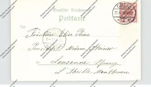 0-6600 GREIZ, Lithographie 1898, Kaiser-Wilhelm-Denkmal, Bismarck-Denkmal, Post....