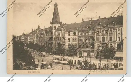 4000 DÜSSELDORF, Graf-Adolf-Platz, Strassenbahnen, kl. Knick