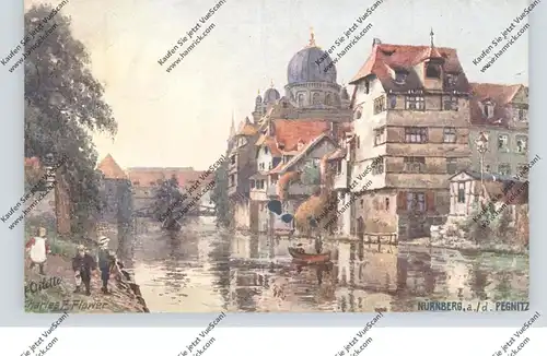 8500 NÜRNBERG, An der Pegnitz, Künstler-Karte Charles Flower, TUCK-Oilette