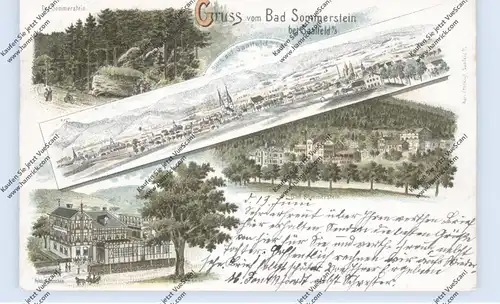 0-6800 SAALFELD, Lithographie Bad Sommerstein, Feldschlösschen, Sommerstein, Ortsansicht