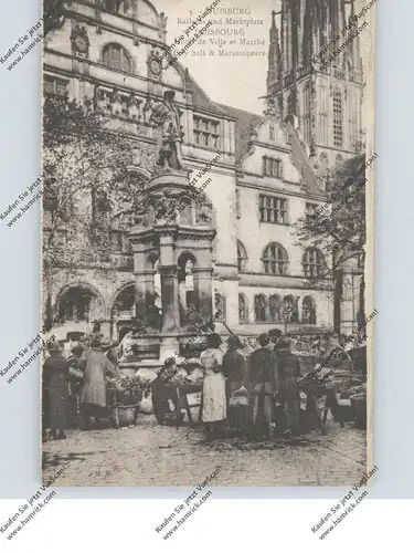 4100 DUISBURG, Rathaus und Marktplatz, belebte Szene, 20er Jahre