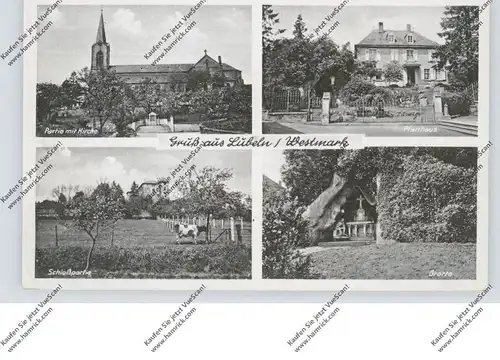 F 57740 LONGEVILLE-LES-SAINT-AVOLD / LUBELN, Kirche, Pfarrhaus, Schloß, Grotte, 1944