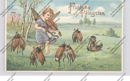 PFINGSTEN - Elfe mit tanzenden Maikäfern, Gold geprägt