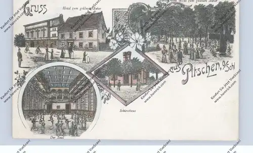 OBER-SCHLESIEN - PITSCHEN / BYCZYNA, (Oppeln), Lithographie, Hotel zum goldenen Anker, Schützenhaus