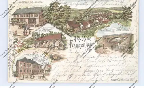 0-5213 GERATAL - FRANKENHAIN, Lithographie, Gasthof, Mülsteinindustrie, Geschäftshaus Langenhan, Eisenbahnbrücke