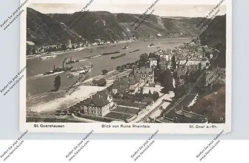 5422 SANKT GOARSHAUSEN, Blick von Ruine Rheinfels, Binnenschiffe, Feldpost Mainz, 1941, Fussballstadion