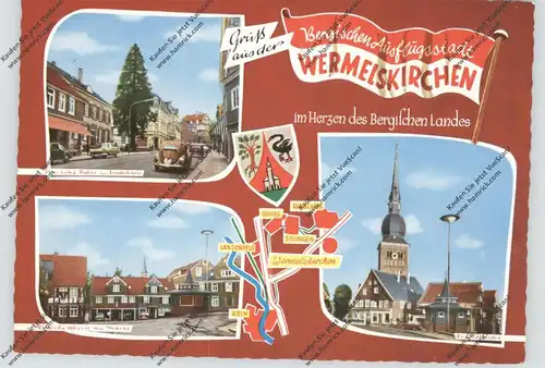 5632 WERMELSKIRCHEN, Markt, Stadtkirche, Fichte, VW-Käfer, OPEL REKORD