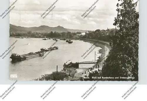 5300 BONN, Blick auf Bundeshaus, Binnenschiffe Fracht, 196...