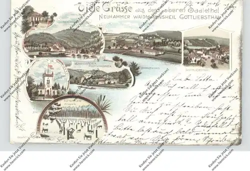 0-6850 BAD LOBENSTEIN, Lithographie 1898, Neuhammer, Waidmannsheil, Gottliebsthal, 7 Ansichten