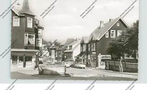 3389 BRAUNLAGE, Strassenpartie, Eichhörnchen-Brunnen, FORD-TAUNUS, VW Käfer, 1962