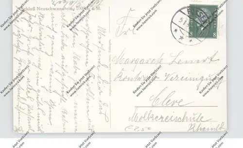 8959 SCHWANGAU - HOHENSCHWANGAU, Blick auf Schloß Hohenschwangau, 1931