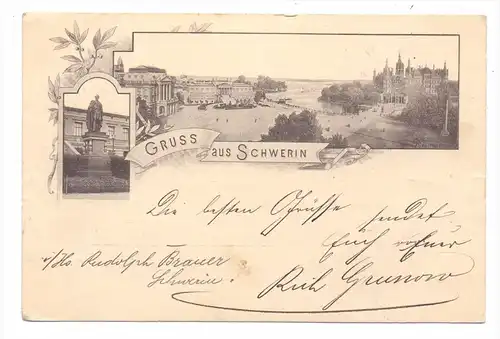 0-2750 SCHWERIN, Gruss aus...., Lichtdruck, 1891