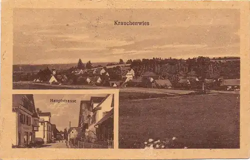 7482 KRAUCHENWIES, Panorama, Hauptstrasse, 1922, kl. Oberflächenmängel