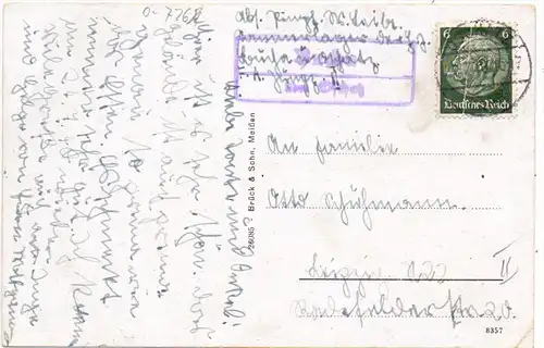 0-7262 DAHLEN, Schloß Dahlen, Parkpartie, 1940, Landpoststempel, kl. Eckknick