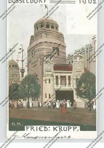 4000 DÜSSELDORF, EREIGNIS, Düsseldorfer Ausstellung 1902, Pavillon Friedrich Krupp, Künstler-Karte