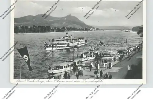 5300 BONN - BAD GODESBERG, Rheinufer, NS-Beflaggung, Köln-Düsseldorfer Dampfer, 1935