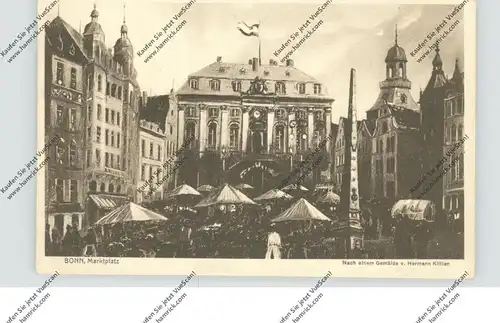 5300 BONN, Marktplatz, Künstler-Karte Hermann Killian