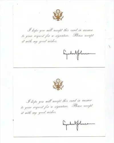 POLITIK - LYNDON B. JOHNSON, Beantwortung einer Autogramm-Anfrage, 1970