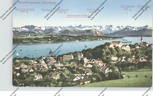 8130 STARNBERG, Ortsansicht mit See und Alpen, 1910