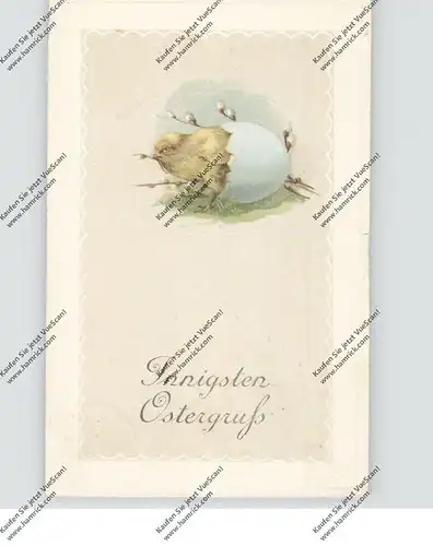OSTERN - Küken schlüpft aus dem Ei, Präge-Karte, emboosed, relief
