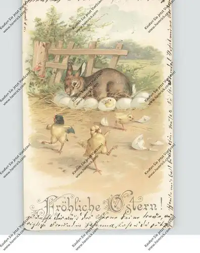 OSTERN - Hase und tanzende Küken, Lithographie