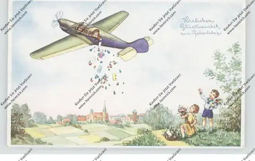 FLUGZEUGE - Glückwunschkarte mit Motorflugzeug