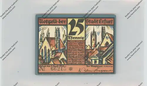 0-5000 ERFURT, Notgeld, Serienscheine 1921, 10 - 75 Pfg.