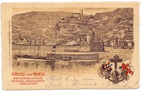 BINNENSCHIFFE - Rhein, Köln-Düsseldorfer Dampfer "ELSA", vor Kaub, 1901