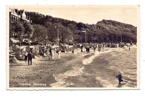 2392 GLÜCKSBURG, Strand, NS-Beflaggung, 1937