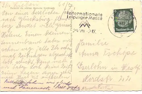 2392 GLÜCKSBURG, Strand, NS-Beflaggung, 1937