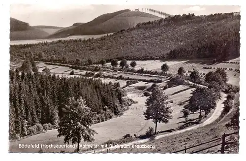 5948 SCHMALLENBERG - BÖDEFELD, Valmetal, Blick zum Kreuzberg, 1961, rücks. Klebereste