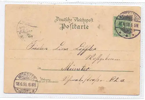 4630 BOCHUM - HÖNTROP, Lithographie, Zeche Maria-Anna Steinbank, Panorama mit Eisenbahn, Krieger-Denkmal......, 1898