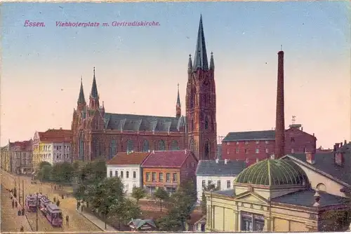 4300 ESSEN, Viehhoferplatz & Gertrudiskirche, 192..