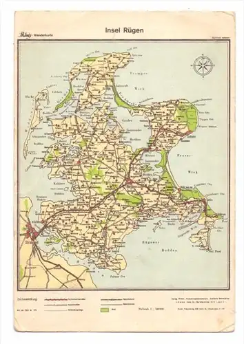 0-23..RÜGEN, Landkarte, 1955, Druckstelle