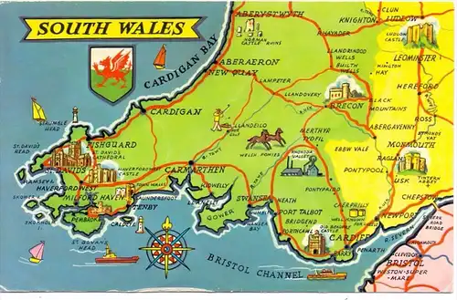 LANDKARTEN / MAPS - SOUTH WALES