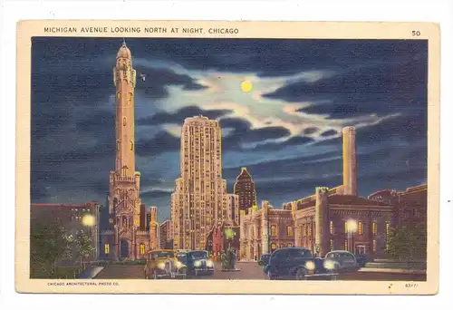 USA - ILLINOIS - CHICAGO, Michigan Avenue looking north by night