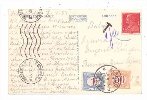 ITALIA / ITALIEN, Segnatasse - Unificato 25 & 37, carte postale Monaco - Alassio