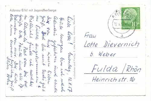 5488 ADENAU, Ortsansicht mit Jugendherberge, 1957